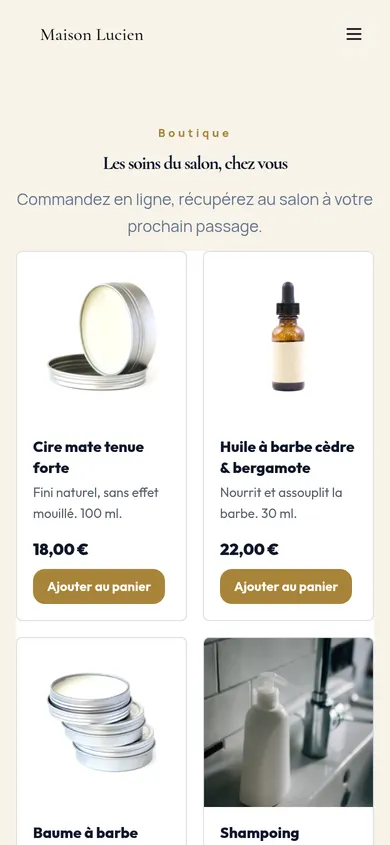 La même boutique sur téléphone