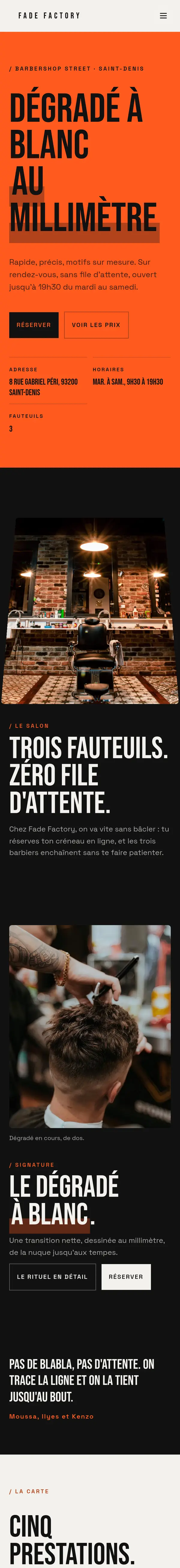 Le site d'un salon créé avec CYB, à son nom, sur téléphone